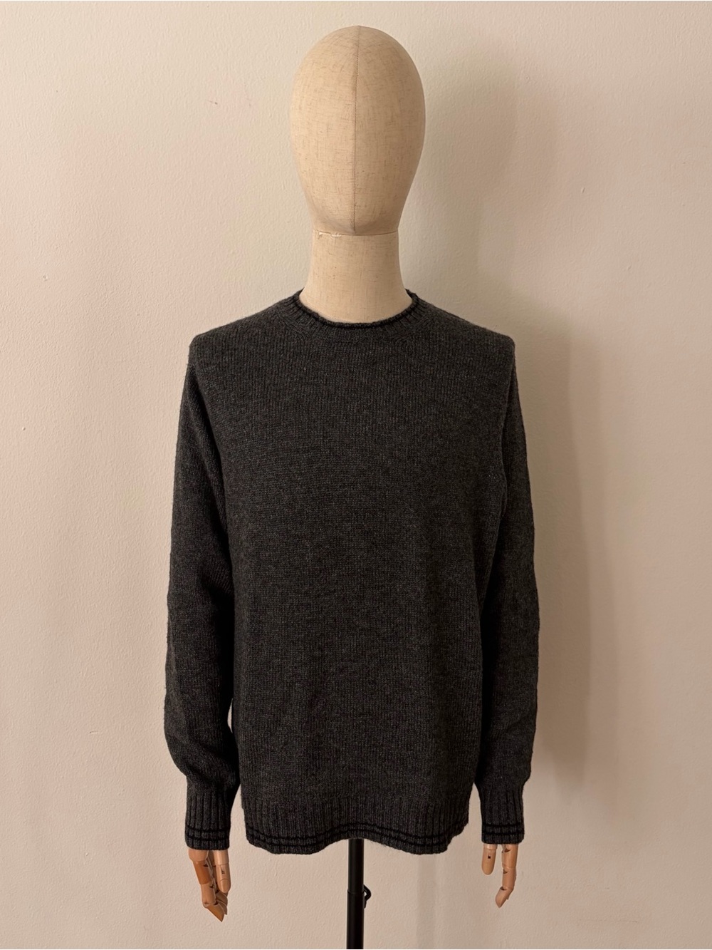 NWOT Boston Traders Mens Wool Blend Crewneck Sweater Charcoal Gray Large